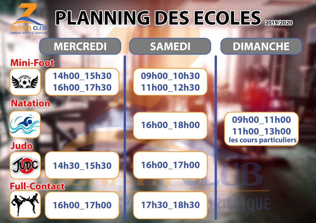 planning des Ecole